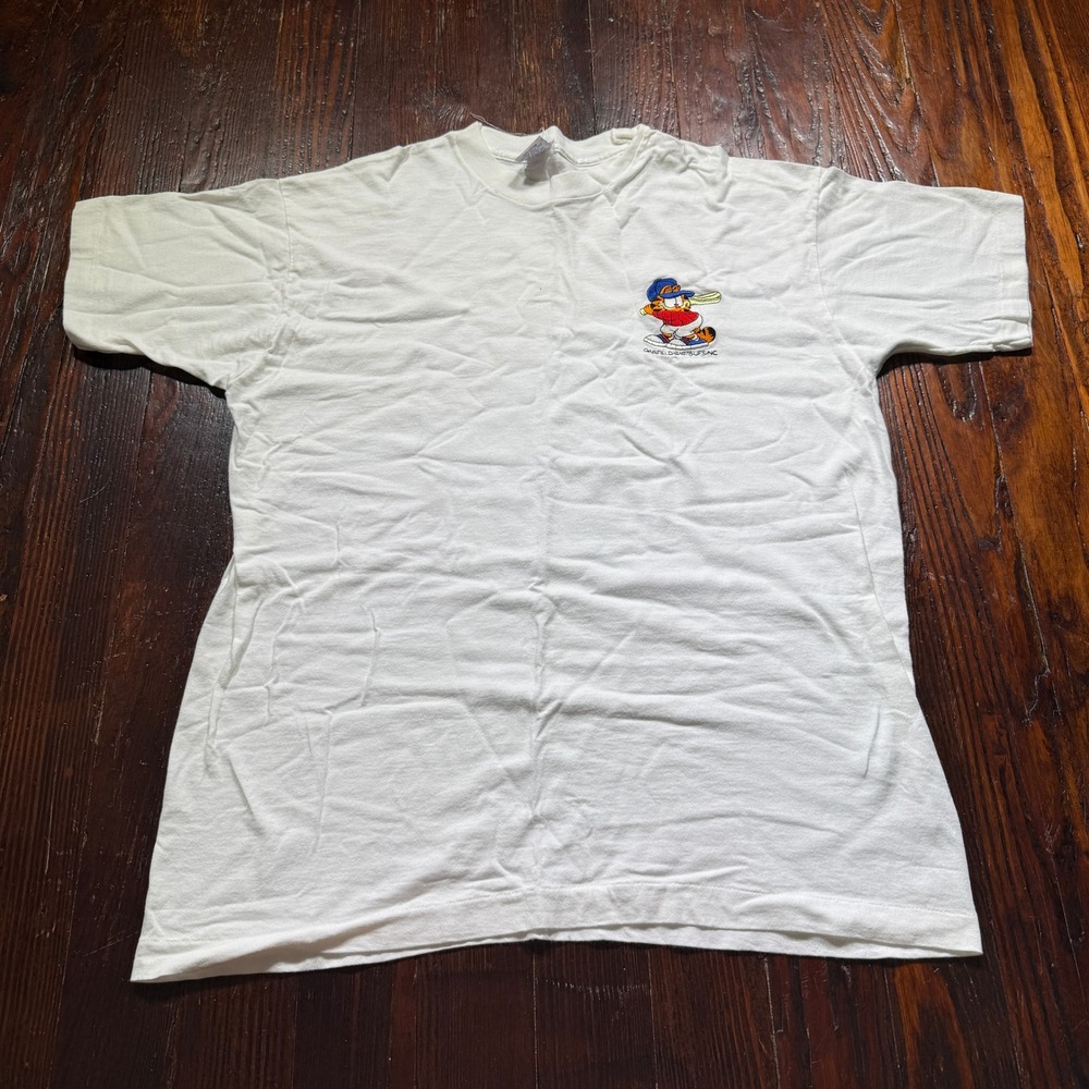 Vintage 90s Garfield Baseball Shirt Mens XL White Single Stitch USA Embroidered